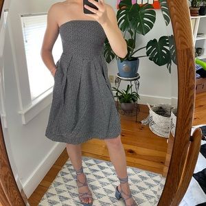 J. Crew Women’s Strapless Navy White Polka Dot Dress